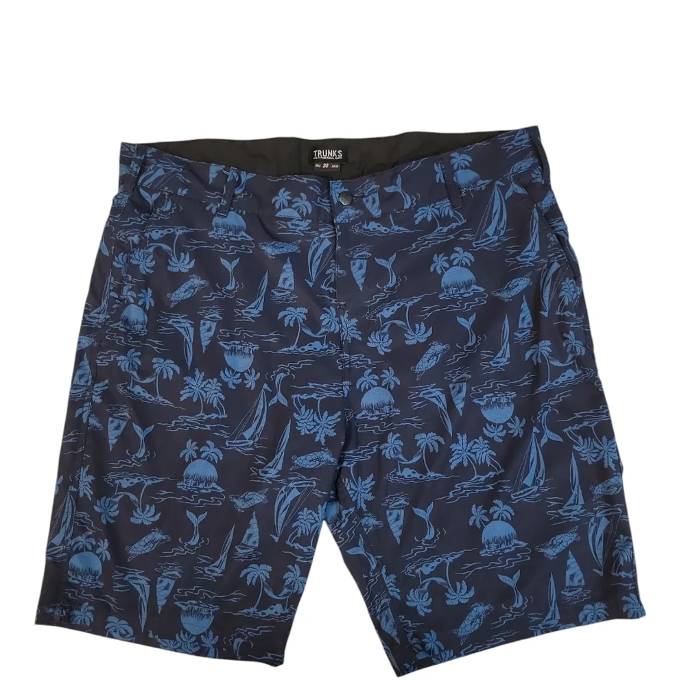 Trunks Mens Multifunctional Swim Board Shorts Marine Life Sailboat Size 36